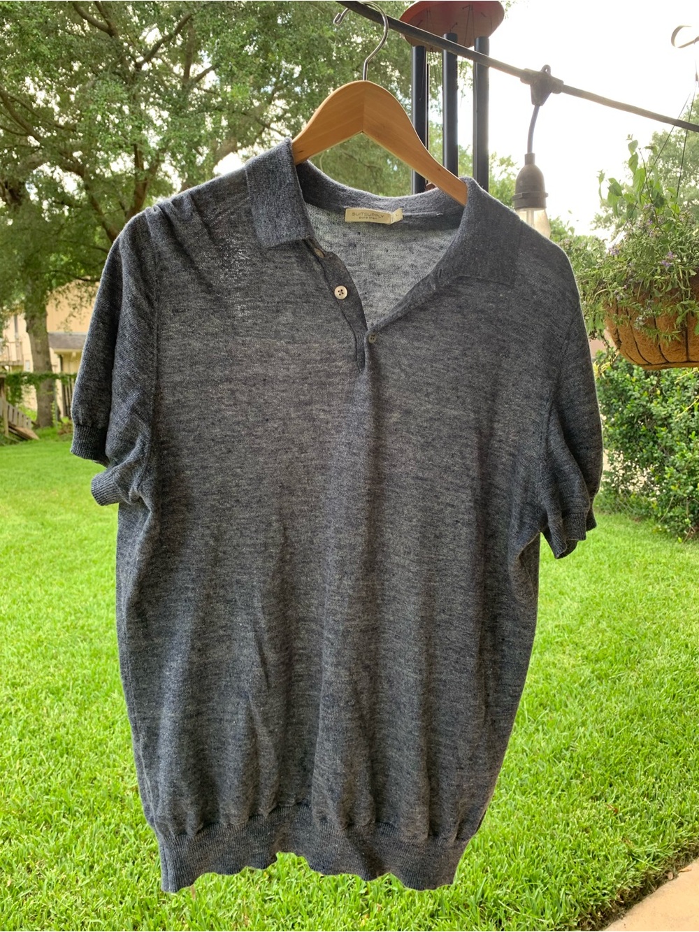 Suitsupply men’s linen polo, dusty blue, L